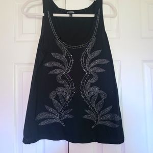 BLACK EMBELLISHED SEQUINED TANK MEDIUM